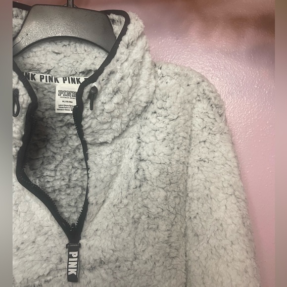 Victoria’s Secret PINK Frosted White Sherpa Quarter Zip Pullover - Picture 2 of 12